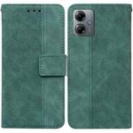 For Motorola Moto G14 Geometric Embossed Leather Phone Case(Green)