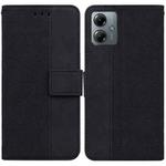 For Motorola Moto G14 Geometric Embossed Leather Phone Case(Black)