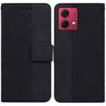 For Motorola Moto G84 Geometric Embossed Leather Phone Case(Black)