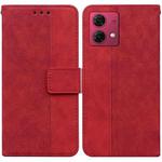 For Motorola Moto G84 Geometric Embossed Leather Phone Case(Red)