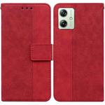 For Motorola Moto G54 Geometric Embossed Leather Phone Case(Red)