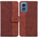 For Motorola Moto G Play 4G 2024 Geometric Embossed Leather Phone Case(Brown)