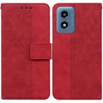 For Motorola Moto G Play 4G 2024 Geometric Embossed Leather Phone Case(Red)