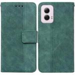 For Motorola Moto G Power 5G 2024 Geometric Embossed Leather Phone Case(Green)