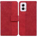For Motorola Moto G Power 5G 2024 Geometric Embossed Leather Phone Case(Red)