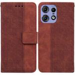 For Motorola Edge 50 Pro Geometric Embossed Leather Phone Case(Brown)