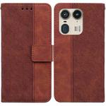 For Motorola Edge 50 Ultra Geometric Embossed Leather Phone Case(Brown)