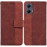 For Motorola Edge 2024 Geometric Embossed Leather Phone Case(Brown)