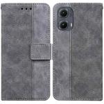 For Motorola Edge 2024 Geometric Embossed Leather Phone Case(Grey)