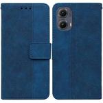 For Motorola Edge 2024 Geometric Embossed Leather Phone Case(Blue)