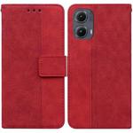 For Motorola Edge 2024 Geometric Embossed Leather Phone Case(Red)