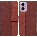 For Motorola Moto G04s / Moto E14 Geometric Embossed Leather Phone Case(Brown)