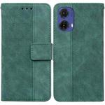 For Motorola Moto G85 Geometric Embossed Leather Phone Case(Green)