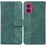 For Motorola Moto G55 Geometric Embossed Leather Phone Case(Green)