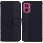 For Motorola Moto G55 Geometric Embossed Leather Phone Case(Black)