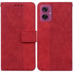 For Motorola Moto G55 Geometric Embossed Leather Phone Case(Red)