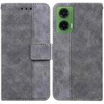 For Motorola Moto G35 Geometric Embossed Leather Phone Case(Grey)