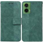 For Motorola Moto G35 Geometric Embossed Leather Phone Case(Green)