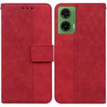 For Motorola Moto G35 Geometric Embossed Leather Phone Case(Red)