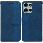 For Motorola Moto G75 5G Geometric Embossed Leather Phone Case(Blue)