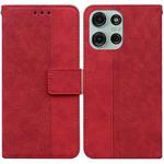 For Motorola Moto G75 5G Geometric Embossed Leather Phone Case(Red)