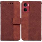 For Motorola Moto G05 / E15 Geometric Embossed Leather Phone Case(Brown)