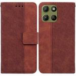 For Motorola Moto G15 Geometric Embossed Leather Phone Case(Brown)