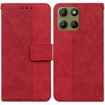 For Motorola Moto G15 Geometric Embossed Leather Phone Case(Red)