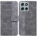 For Motorola Moto G56 5G / G66j 5G / G66y 5G Geometric Embossed Leather Phone Case(Grey)