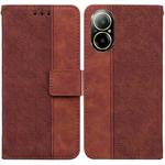 For Realme C67 4G Global Geometric Embossed Leather Phone Case(Brown)