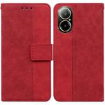 For Realme C67 4G Global Geometric Embossed Leather Phone Case(Red)