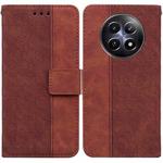 For Realme 12 5G Geometric Embossed Leather Phone Case(Brown)