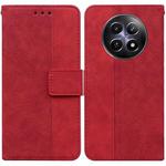 For Realme 12 5G Geometric Embossed Leather Phone Case(Red)