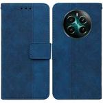 For Realme 12+ Geometric Embossed Leather Phone Case(Blue)