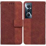 For Realme C65 4G Geometric Embossed Leather Phone Case(Brown)