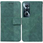 For Realme C65 4G Geometric Embossed Leather Phone Case(Green)