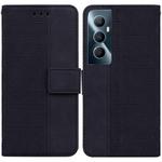 For Realme C65 4G Geometric Embossed Leather Phone Case(Black)
