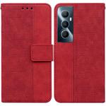 For Realme C65 4G Geometric Embossed Leather Phone Case(Red)