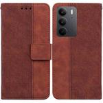 For Realme C75 Geometric Embossed Leather Phone Case(Brown)