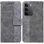 For Realme C75 Geometric Embossed Leather Phone Case(Grey)