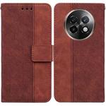 For Realme 13+ Global Geometric Embossed Leather Phone Case(Brown)