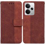 For Realme 14 Geometric Embossed Leather Phone Case(Brown)