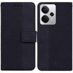 For Realme 14 Geometric Embossed Leather Phone Case(Black)
