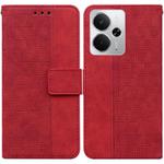For Realme 14 Geometric Embossed Leather Phone Case(Red)