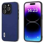 For iPhone 14 Pro ABEEL Haze Texture PU Phone Case(Dark Blue)