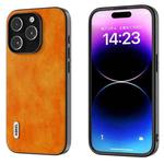 For iPhone 14 Pro ABEEL Dual Color Lichi Texture PU Phone Case(Orange)