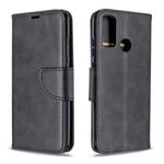 For Huawei P Smart (2020) Retro Lambskin Texture Pure Color Horizontal Flip PU Leather Case with Holder & Card Slots & Wallet & Lanyard(Black)