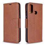 For Huawei P Smart (2020) Retro Lambskin Texture Pure Color Horizontal Flip PU Leather Case with Holder & Card Slots & Wallet & Lanyard(Brown)