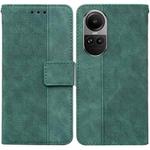 For OPPO Reno10 5G Global/Reno10 Pro Global Geometric Embossed Leather Phone Case(Green)