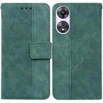 For OPPO A58 4G Geometric Embossed Leather Phone Case(Green)